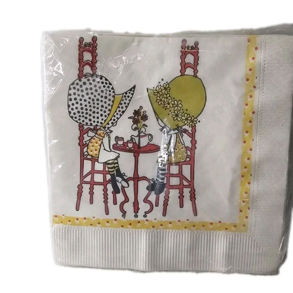 Vintage Holly Hobbie Beverage Napkins 18 Count Open Package Paper Party Napkins